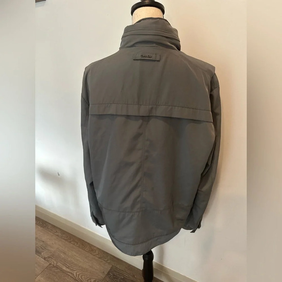 Calvin Klein Mens Outdoor Jacket Hood Full Zip Gray Smooth  Fabric SZ L Vintage - Picture 4 of 9